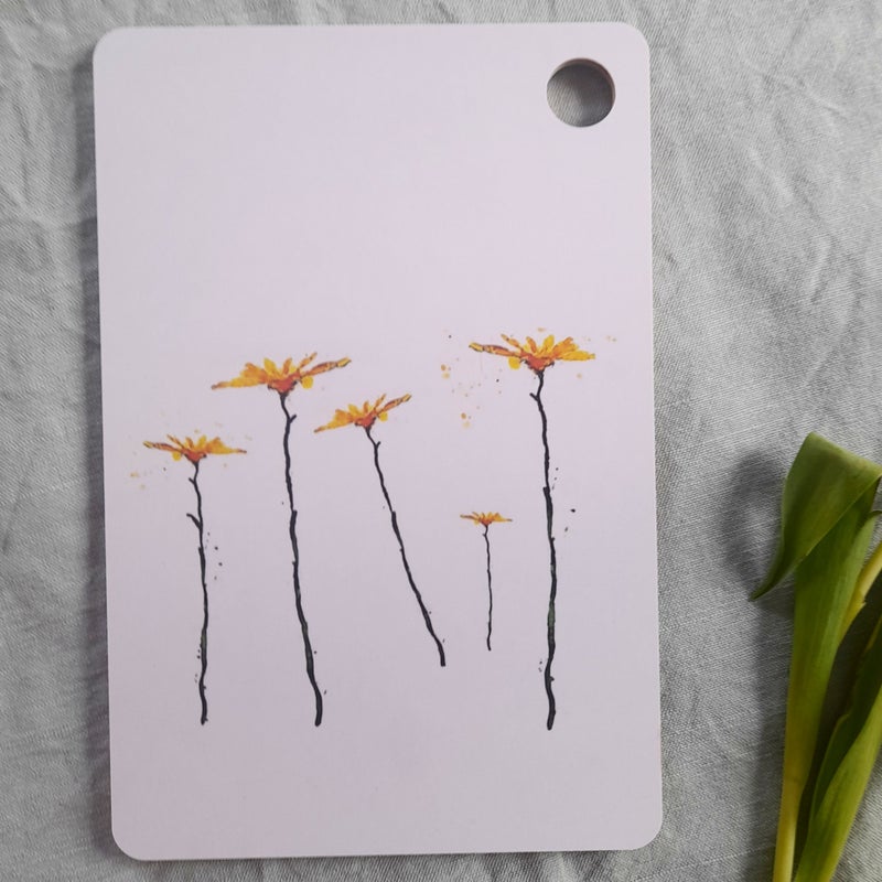 Keltaiset kukat leikkuulauta  20 cm x 30 cm